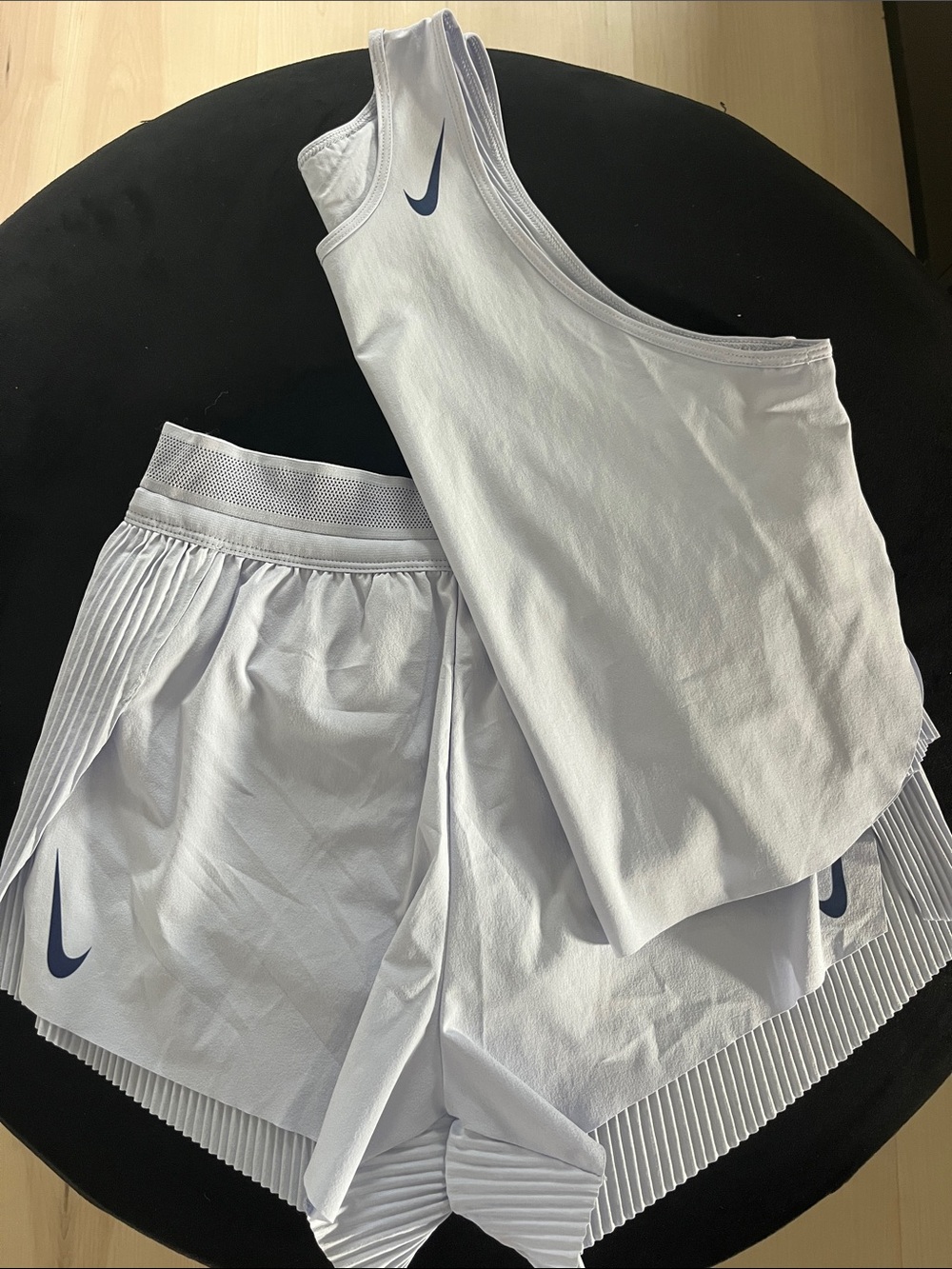 Nike Women’s  GreyAthletic Shorts with Navy Swoosh Accent, .Brand new!